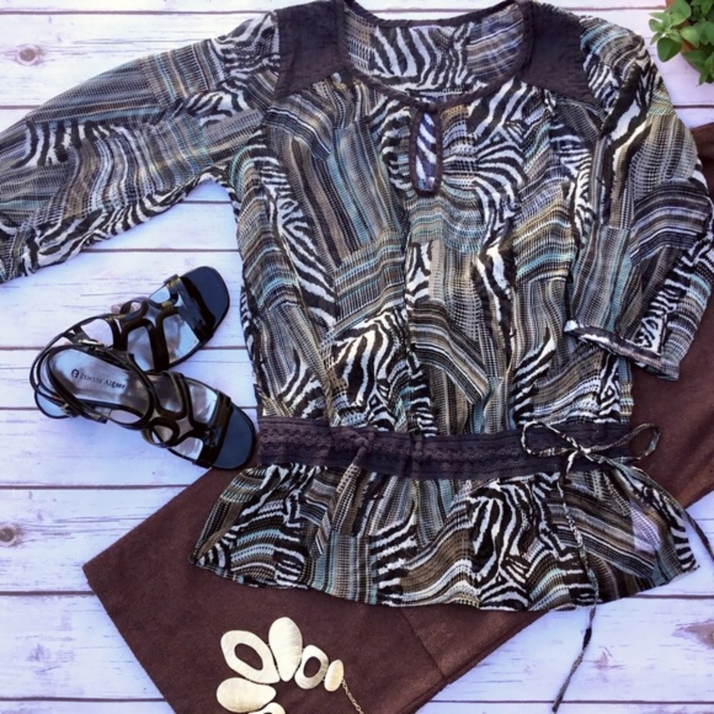 Sheer Fashionable Tunic or Blouse with Drawstrings